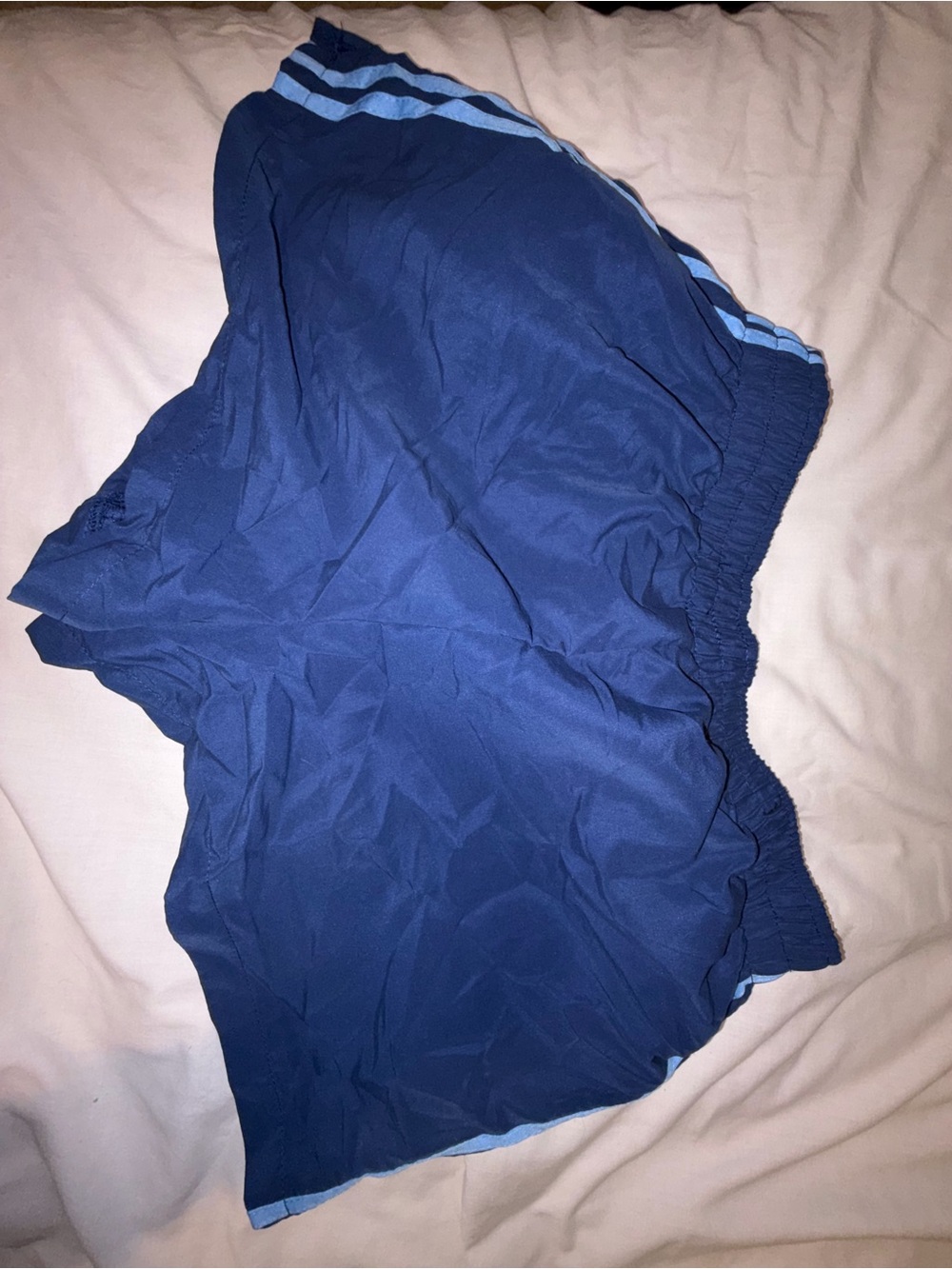 Women's Navy Athletic Shorts with Light Blue Side Stripes